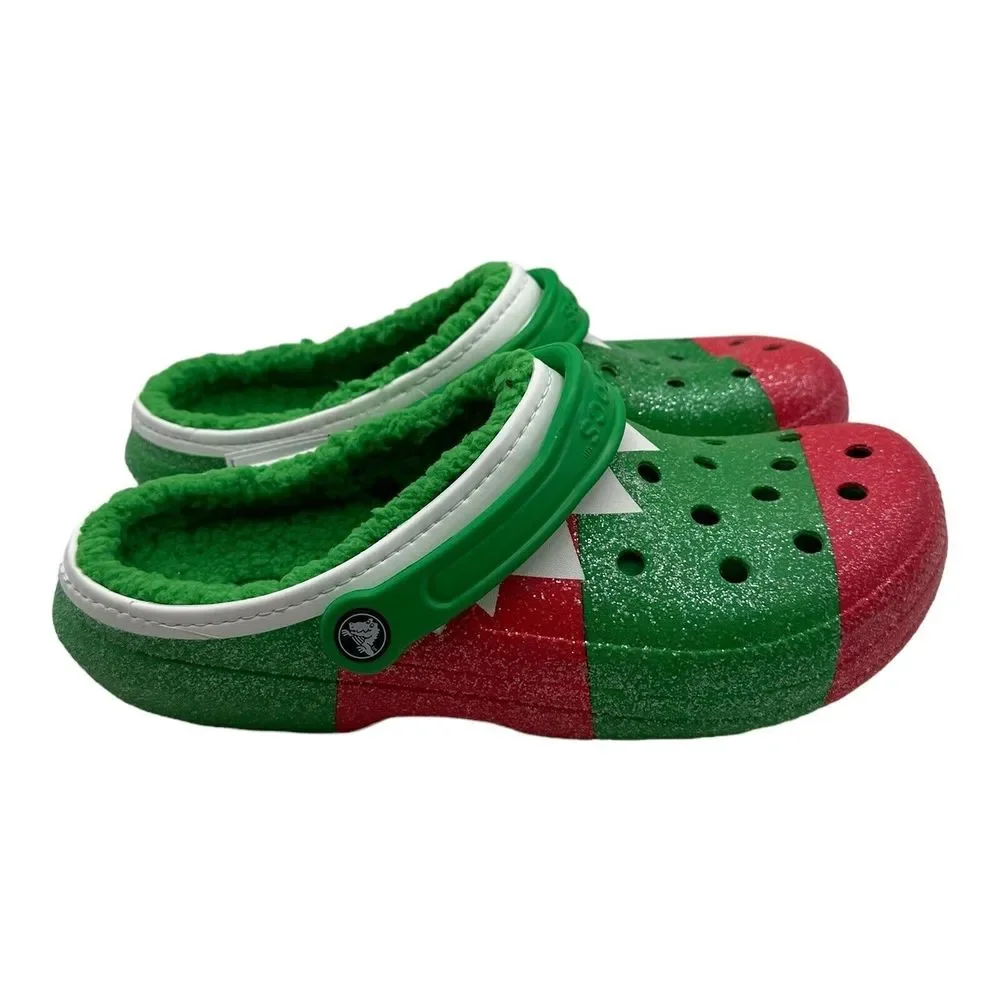 NWT Crocs Classic Lined Holiday Christmas Elf Fur Lined‎ Clogs Shoes Size M 13